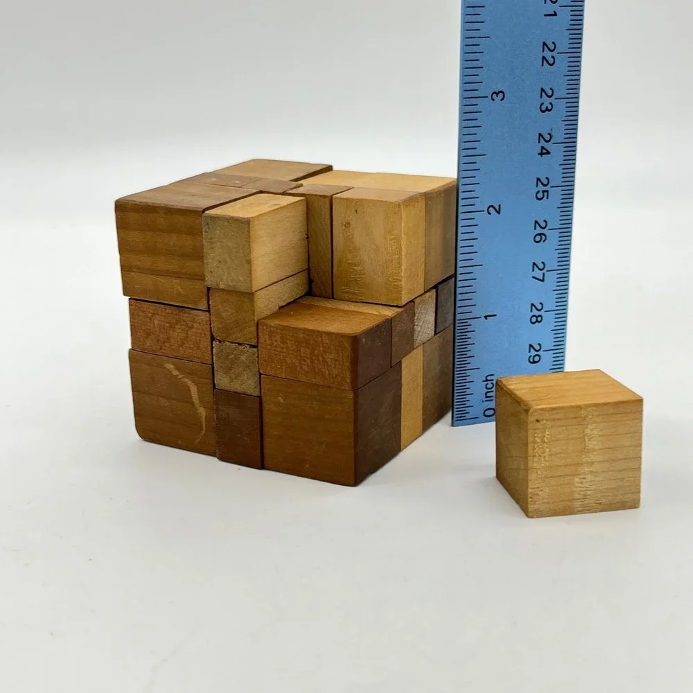 Vintage Wooden Burr Puzzle Brain Teaser Interlocking Cube 3D Puzzle Toy‎